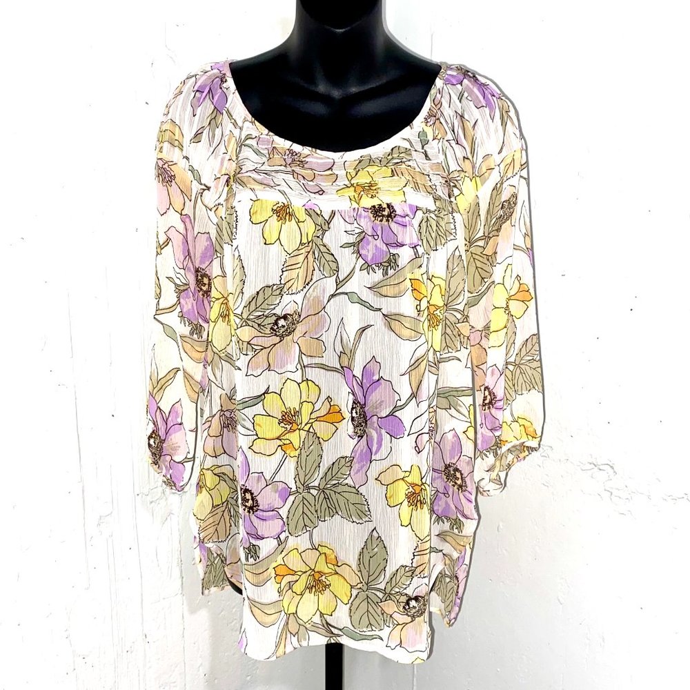 Lauren Conrad Floral Sheer Oversized Blouse Size Medium